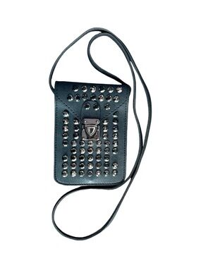 Black Leather Studded Crossbody Bag. Unbranded
